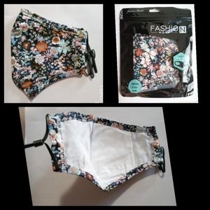 Floral face mask fashion adjustable navy
